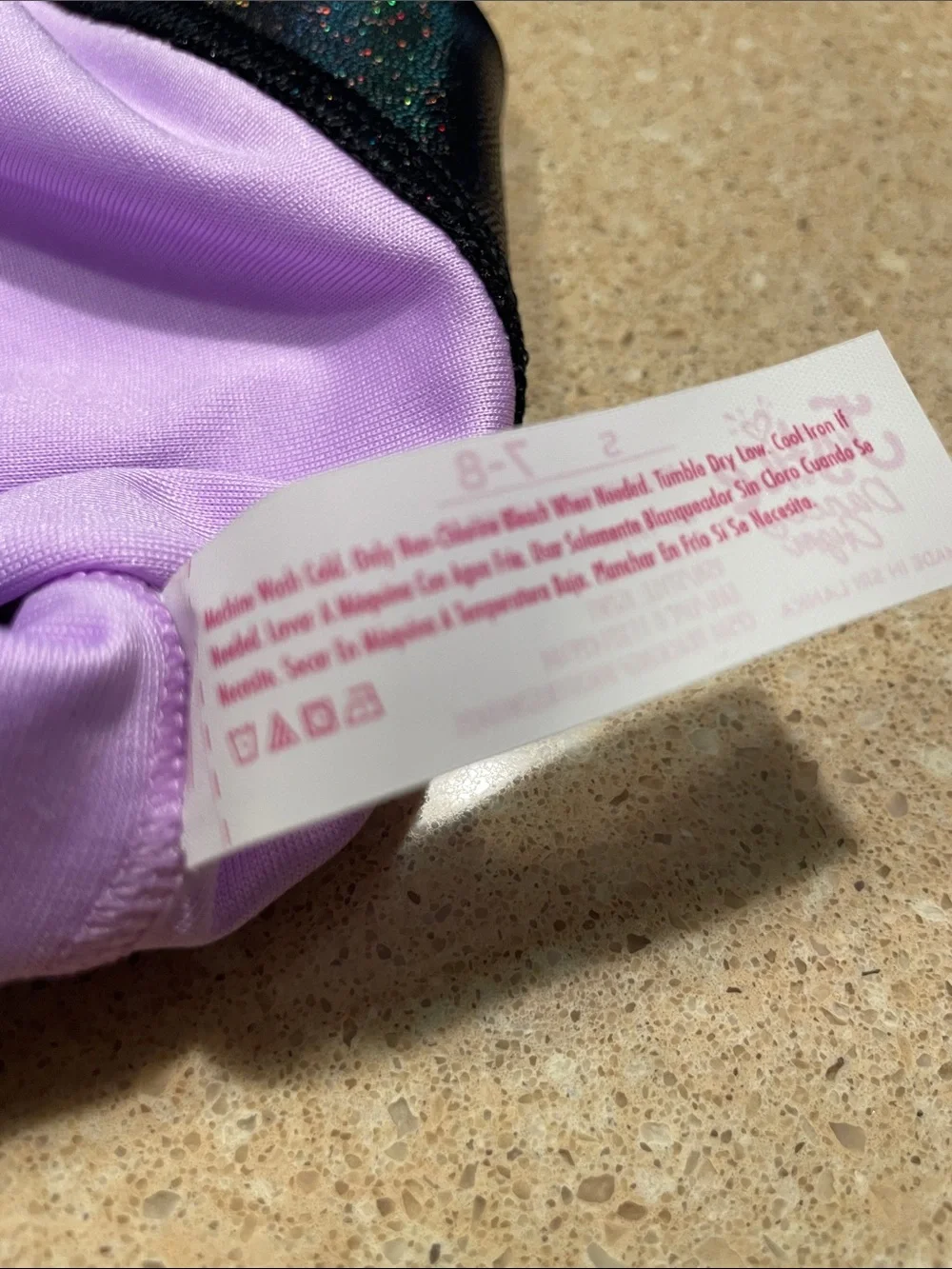 Justice Pastel Tie-Dye Sports Bra/Dance Tank with Black Shimmer Band